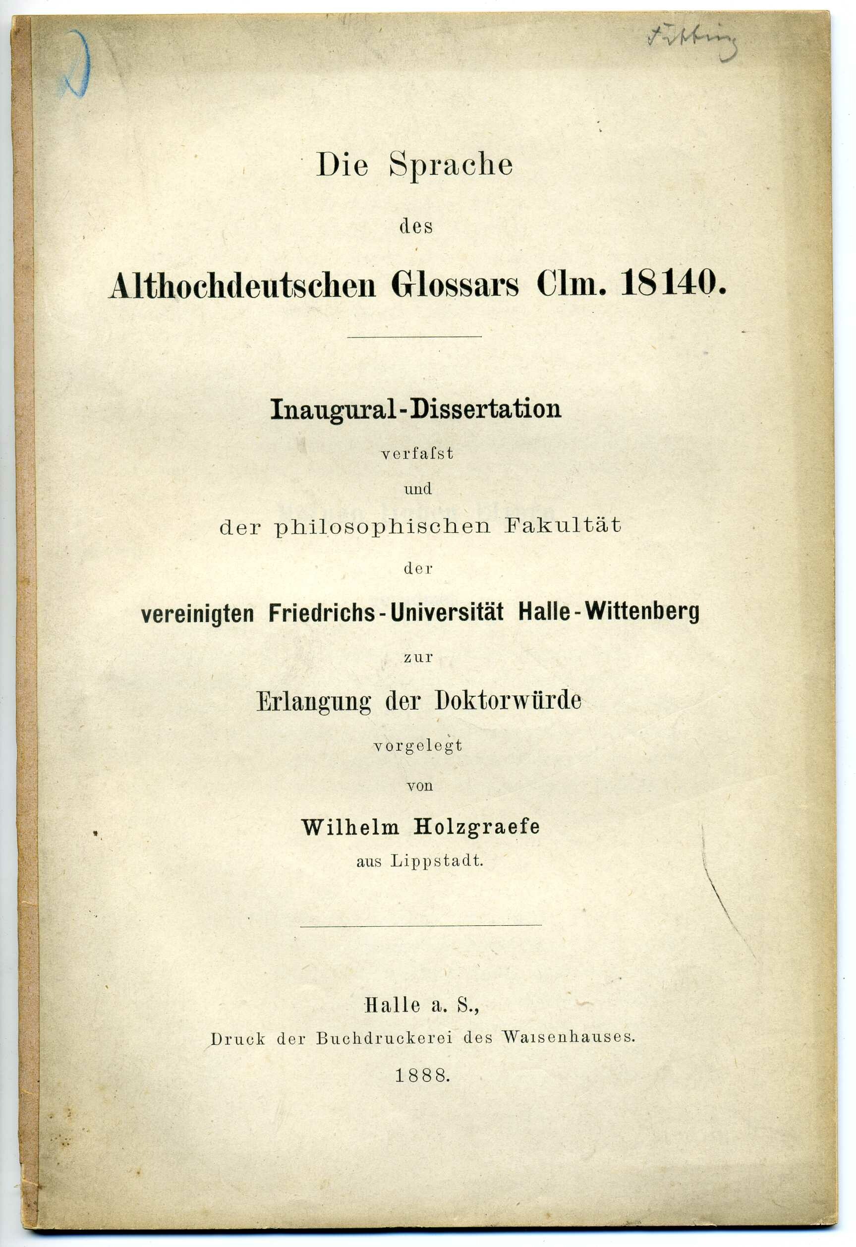 Dissertation Wilhelm Holzgraefe (Stadtmuseum Lippstadt RR-F)