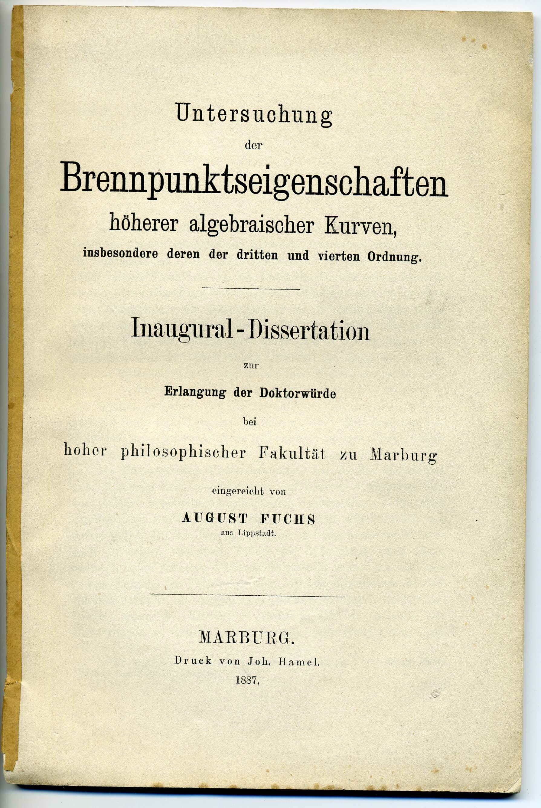 Dissertation August Fuchs (Stadtmuseum Lippstadt RR-F)