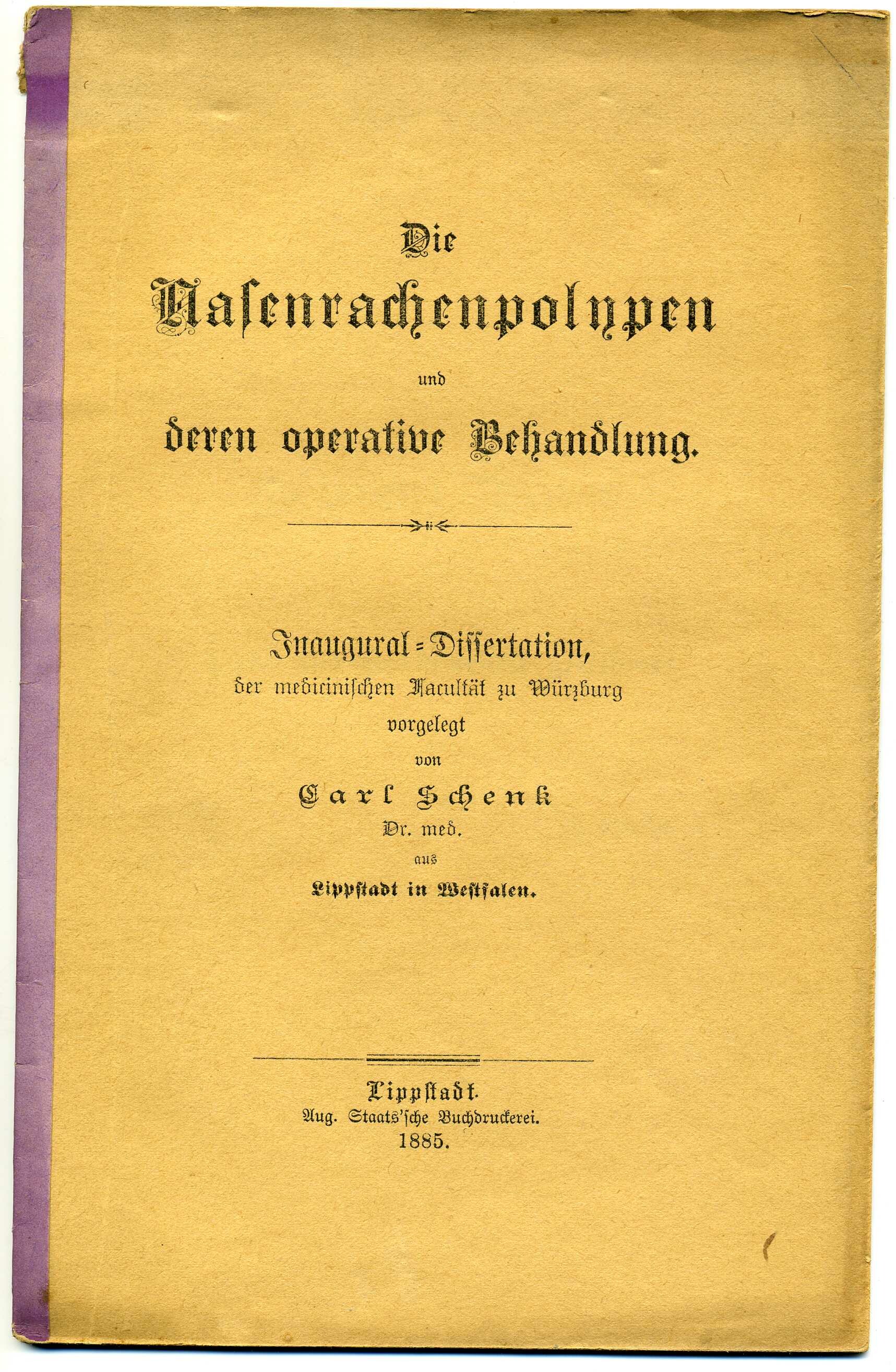 Dissertation Carl Schenk (Stadtmuseum Lippstadt RR-F)