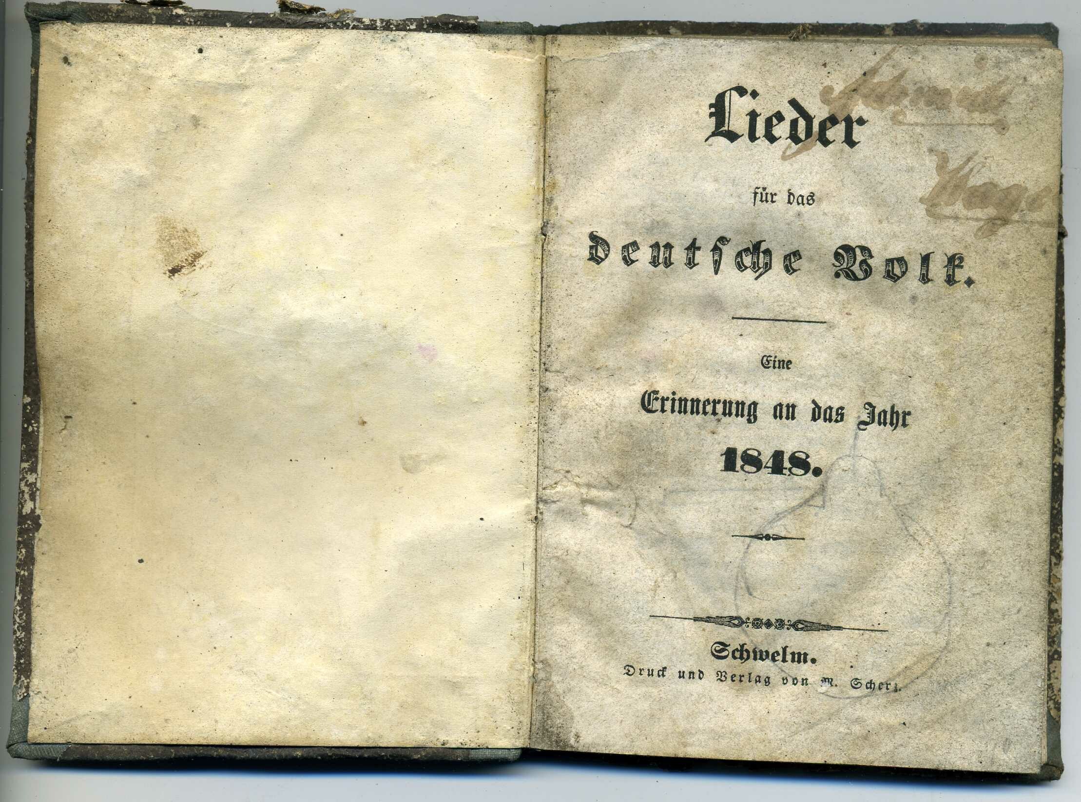 Volksliederbuch des Jahres 1848 (Stadtmuseum Lippstadt RR-F)