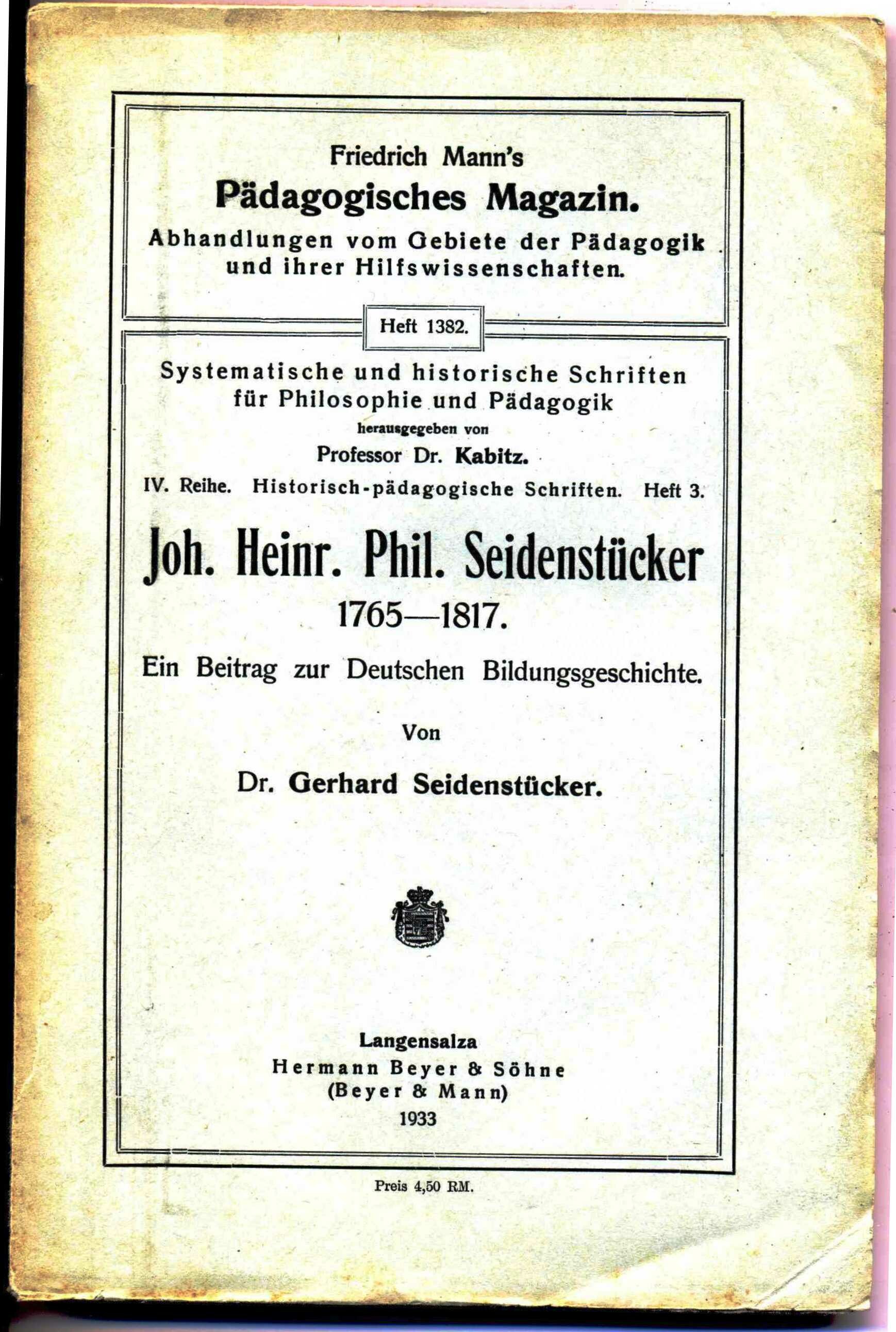 Biografie Johann Heinrich Philipp Seidenstücker (Stadtmuseum Lippstadt RR-F)