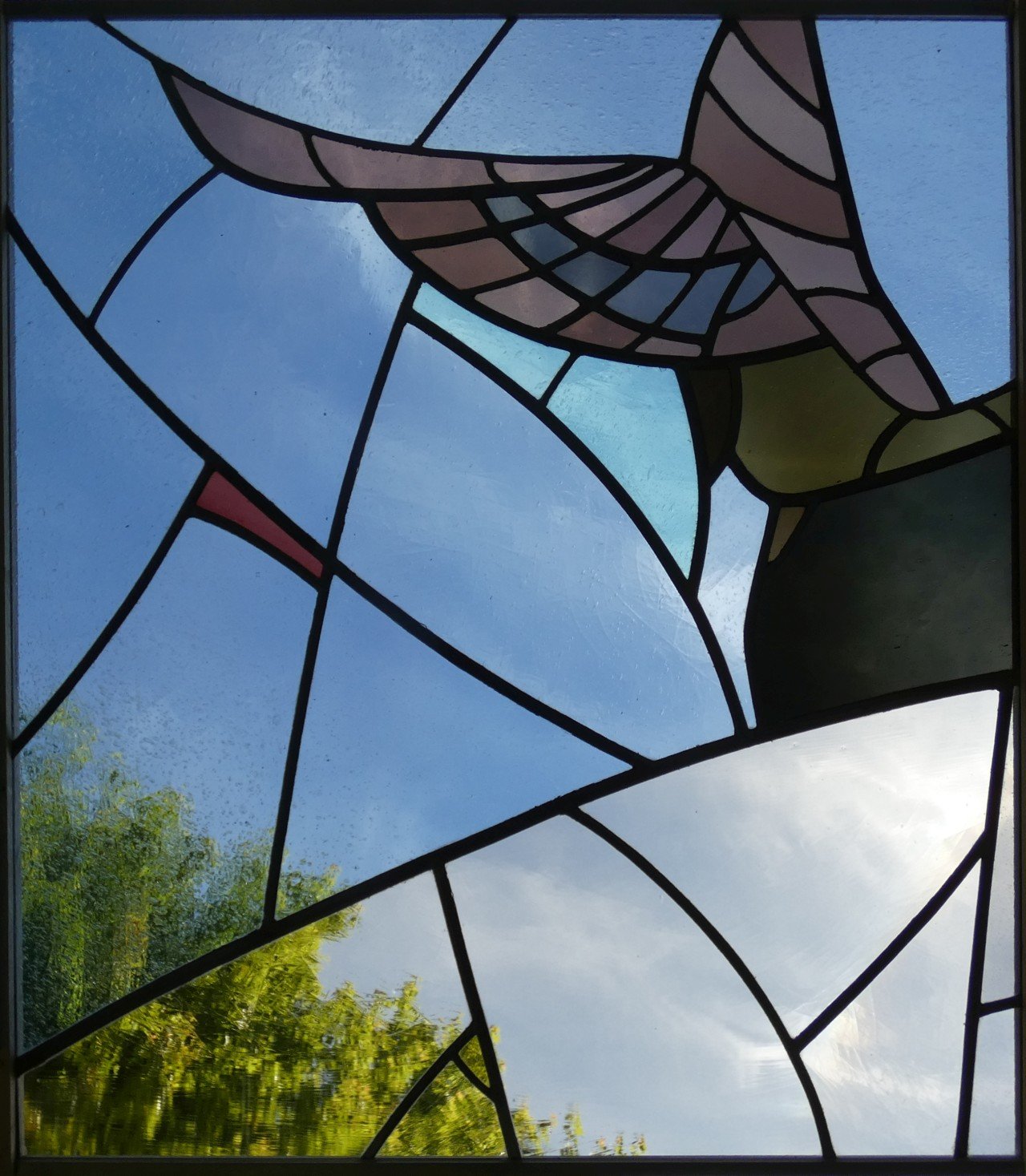 Element aus dem Glasbild "Franziskus predigt den Vögeln" (Haus Kükelhaus CC BY-NC-SA)
