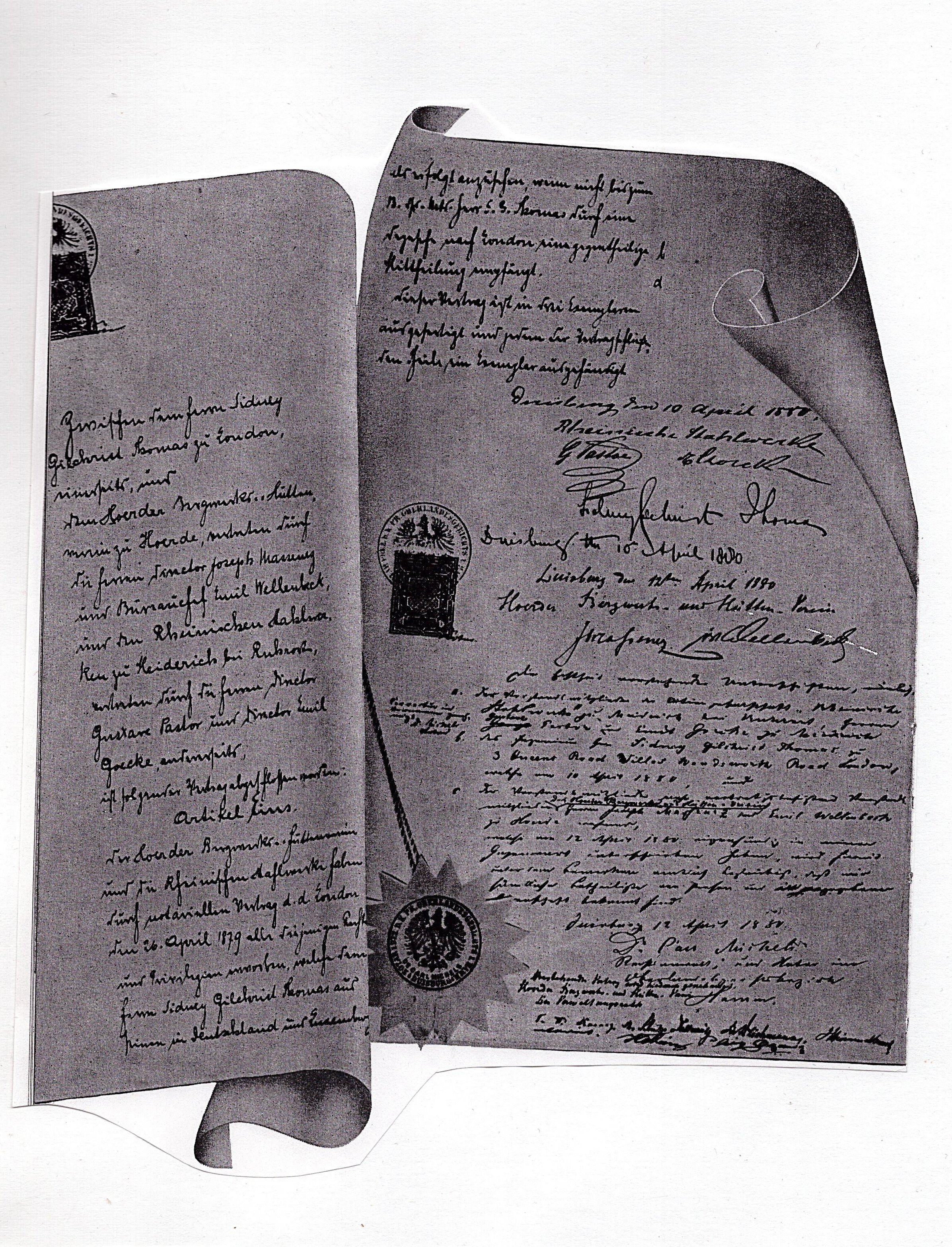 Vertrag über die Generallizenz des Thomasverfahrens (Museum des Heimatvereins Hörde CC BY-NC-SA)