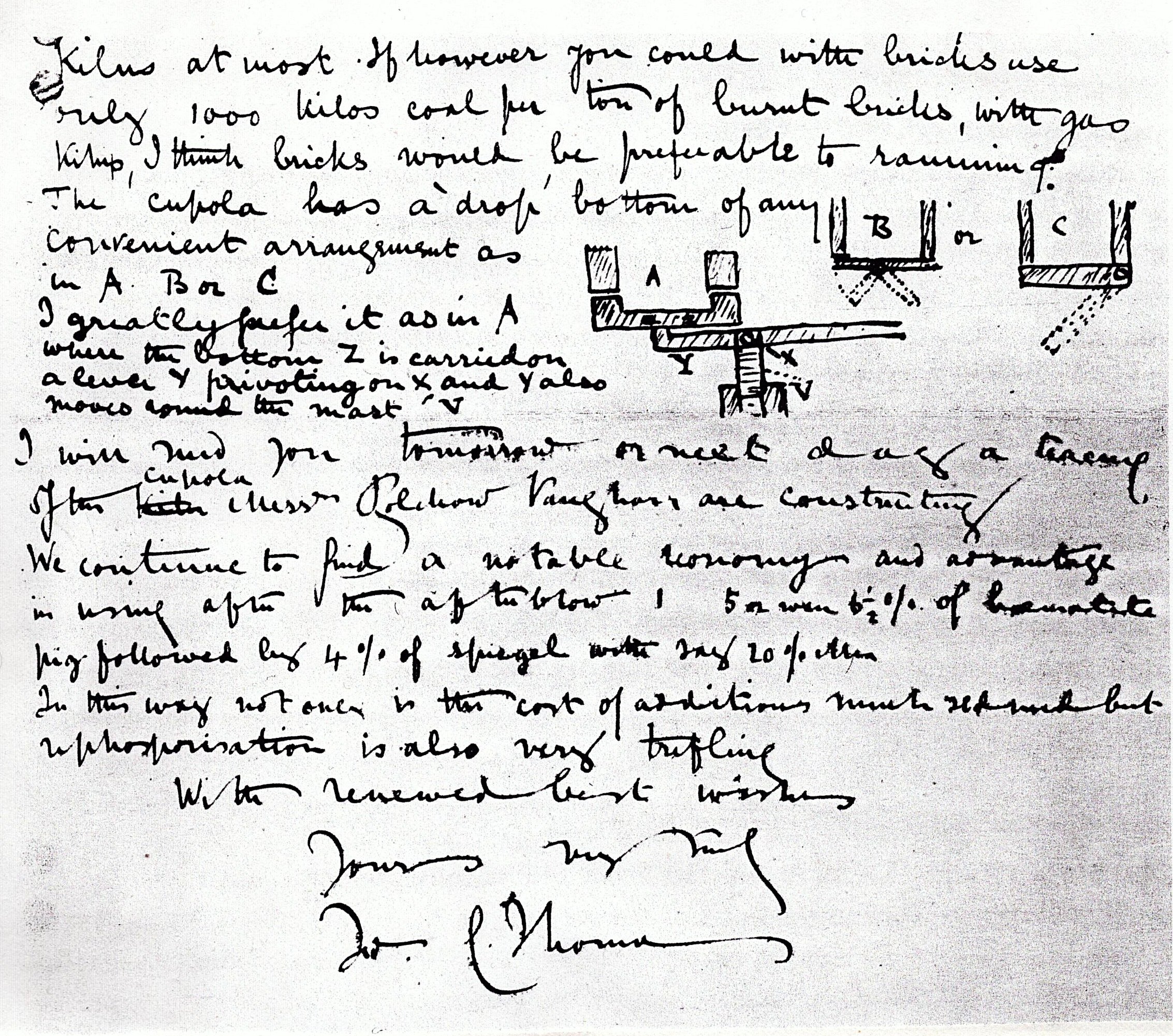 Handschreiben von Sidney Thomas an Josef Massenez (Museum des Heimatvereins Hörde CC BY-NC-SA)