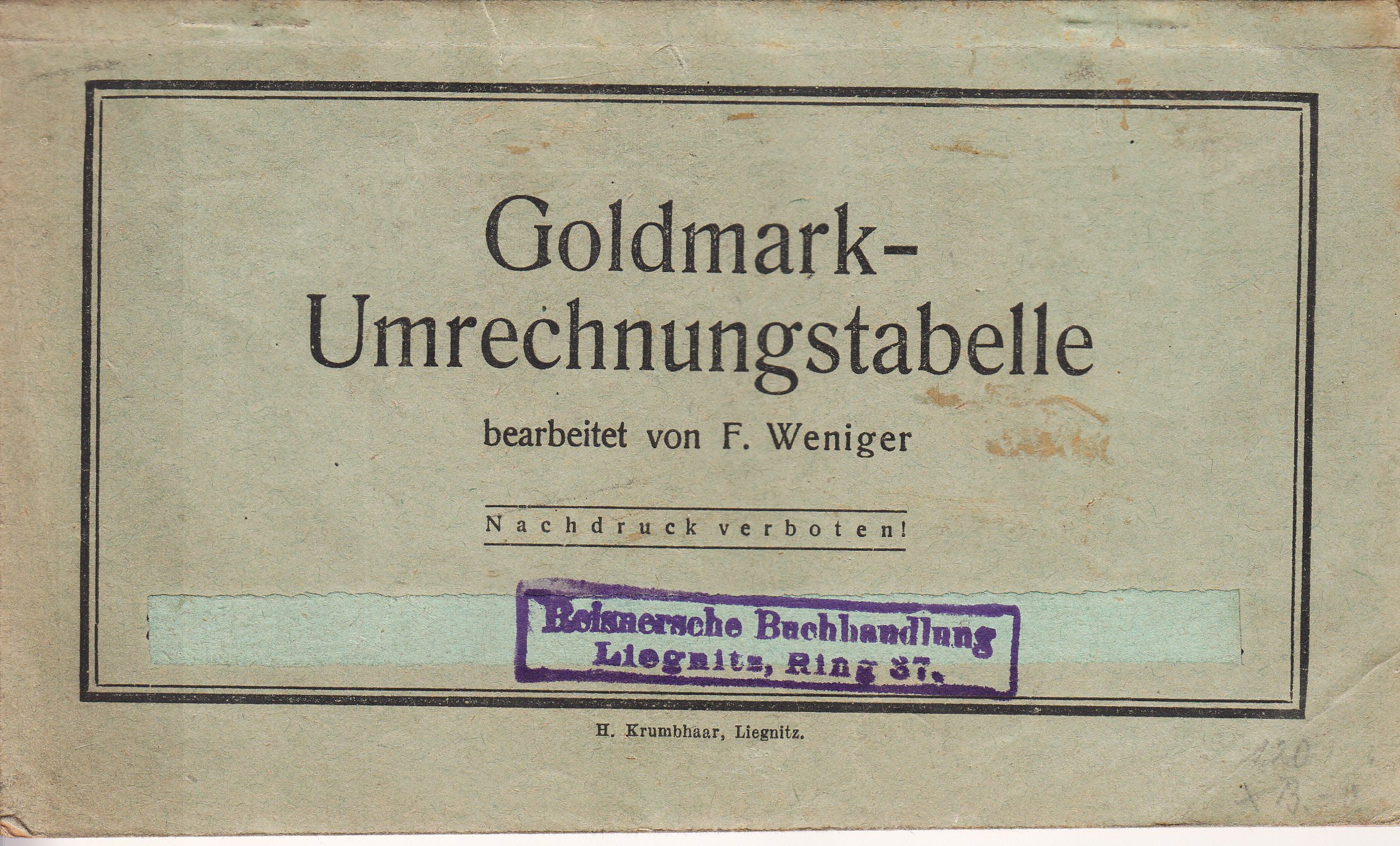 Goldmark-Umrechnungstabelle (Museum des Heimatvereins Hörde CC BY-NC-SA)