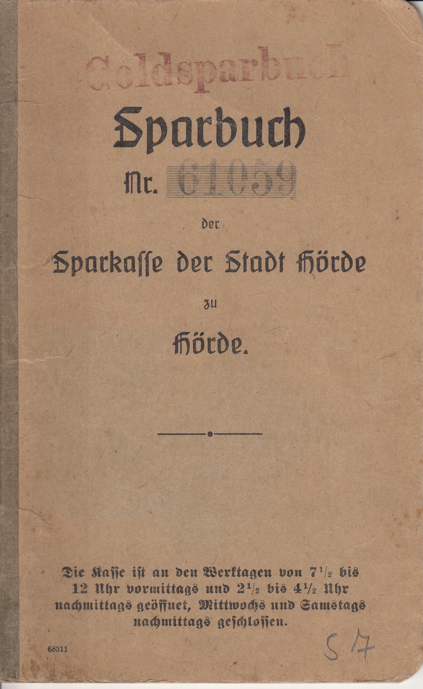 Goldsparbuch der Sparkasse Hörde (Museum des Heimatvereins Hörde CC BY-NC-SA)