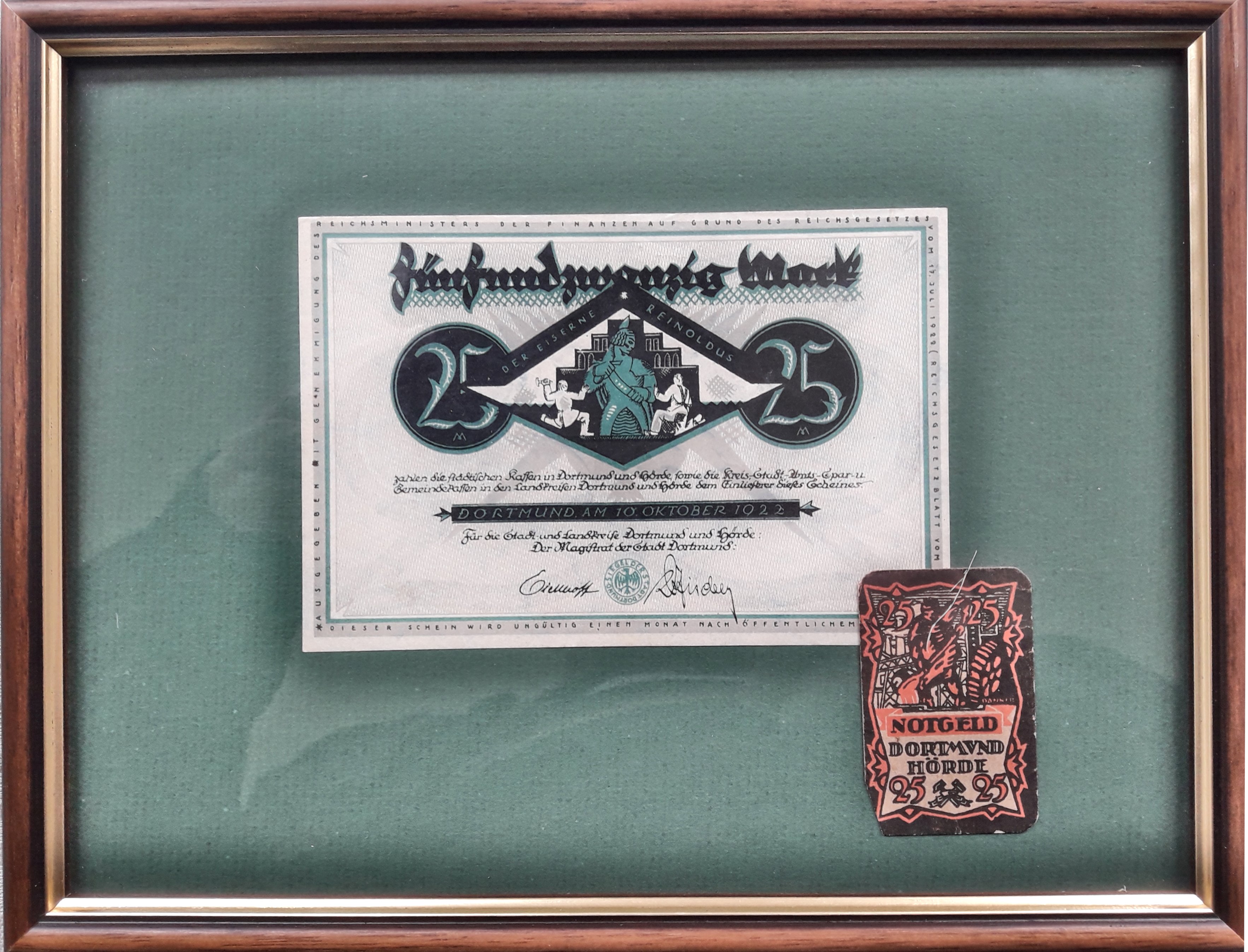 Notgeld Dortmund und Hörde 25 Mark und 25 Pfennig von 1922 (Museum des Heimatvereins Hörde CC BY-NC-SA)