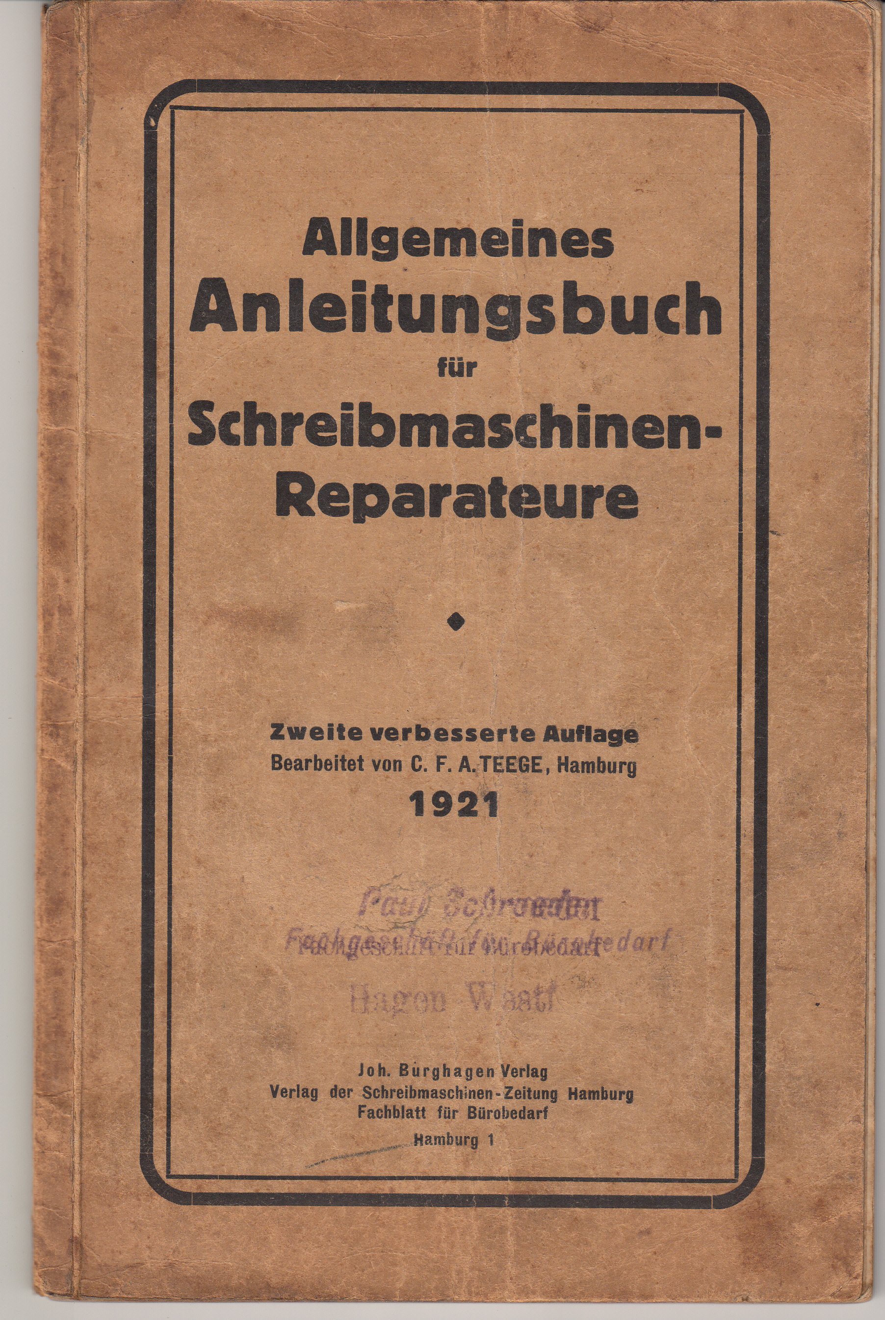 Allgemeines Anleitungsbuch für Schreibmaschinen-Reparateure (Museum des Heimatvereins Hörde CC BY-NC-SA)