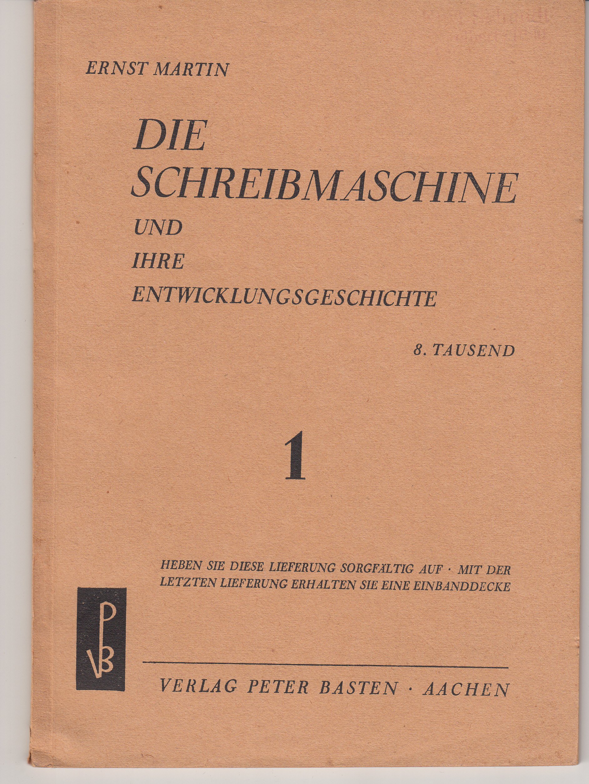 Die Schreibmaschine und ihre Entwicklungsgeschichte Band 1 (Museum des Heimatvereins Hörde CC BY-NC-SA)