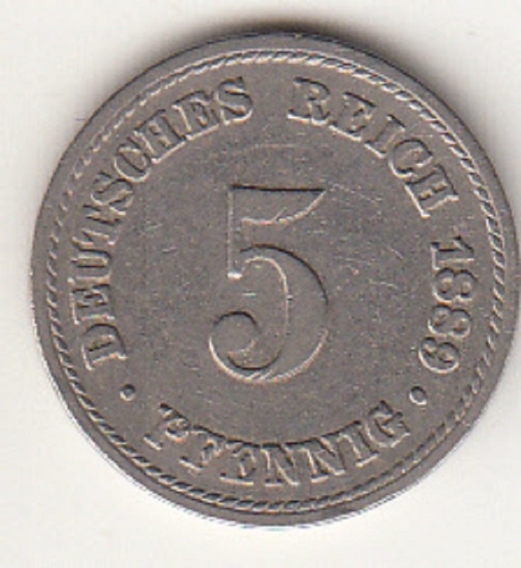 5 Pfennig von 1889 (Museum des Heimatvereins Hörde CC BY-NC-SA)