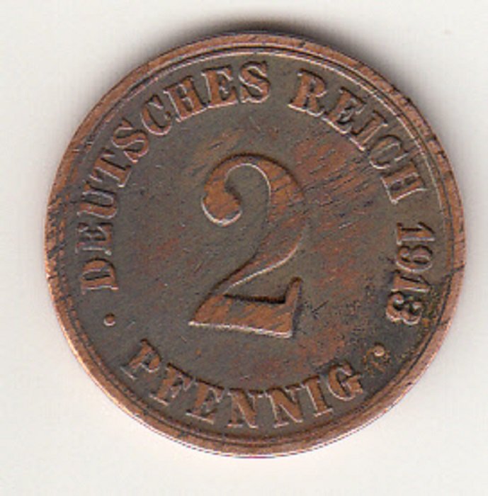 2 Pfennig von 1913 (Museum des Heimatvereins Hörde CC BY-NC-SA)