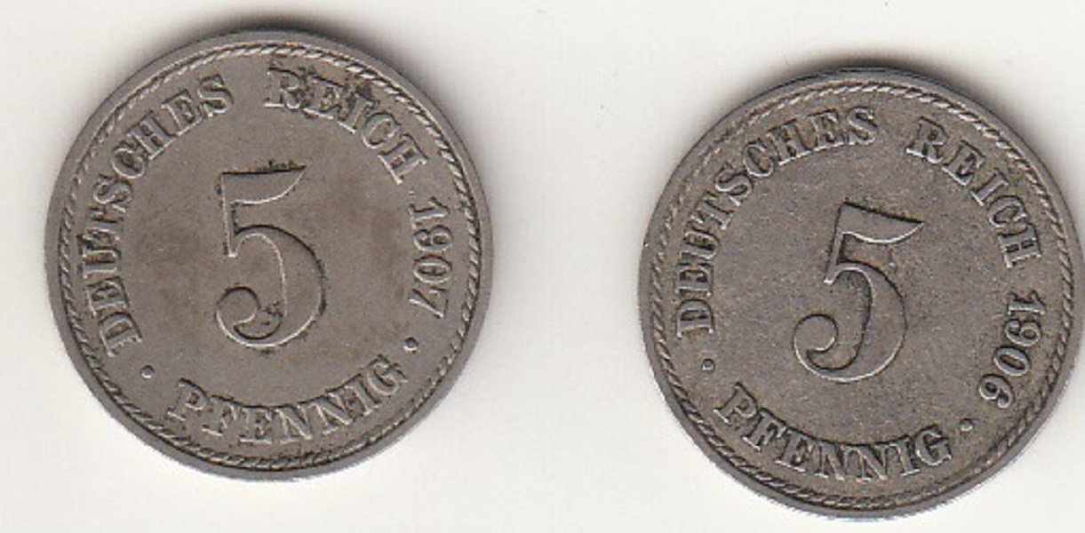 5 Pfennig von 1906 /1907 (Museum des Heimatvereins Hörde CC BY-NC-SA)
