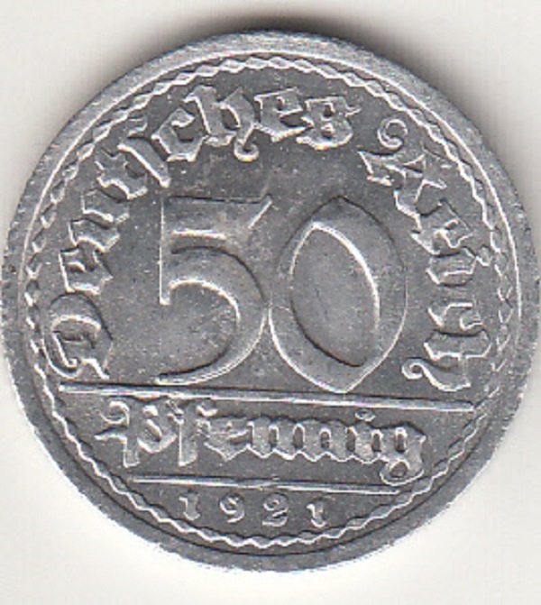 50 Pfennig von 1921 (Museum des Heimatvereins Hörde CC BY-NC-SA)