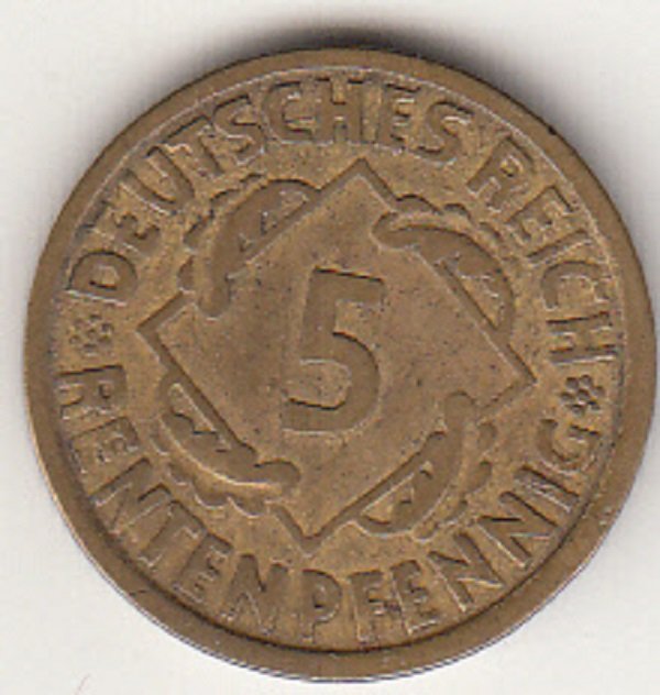 5 Rentenpfennig von 1924 (Museum des Heimatvereins Hörde CC BY-NC-SA)