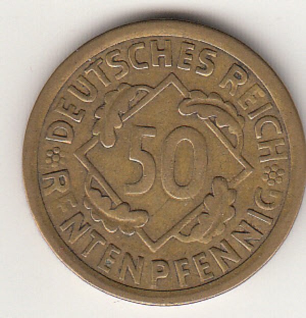 50 Rentenpfennig von 1924 (Museum des Heimatvereins Hörde CC BY-NC-SA)