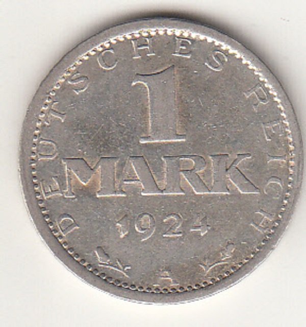 1 Mark von 1924 (Museum des Heimatvereins Hörde CC BY-NC-SA)