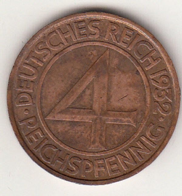 4 Reichspfennig von 1932 (Museum des Heimatvereins Hörde CC BY-NC-SA)