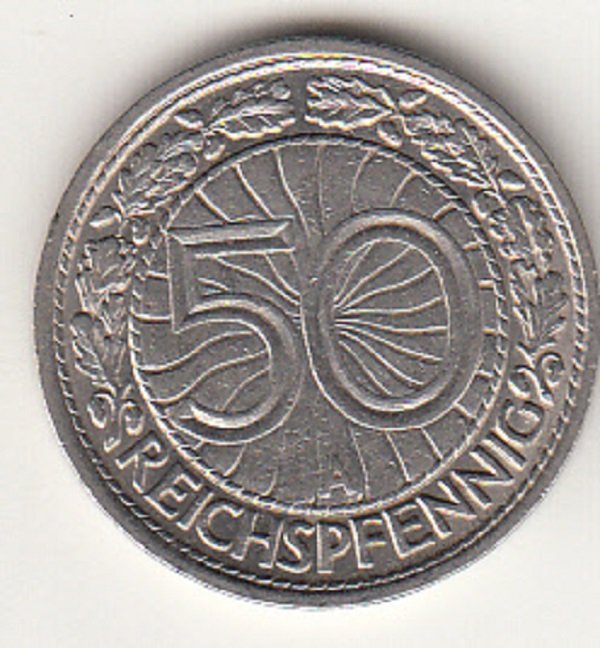 50 Reichspfennig von 1928 (Museum des Heimatvereins Hörde CC BY-NC-SA)