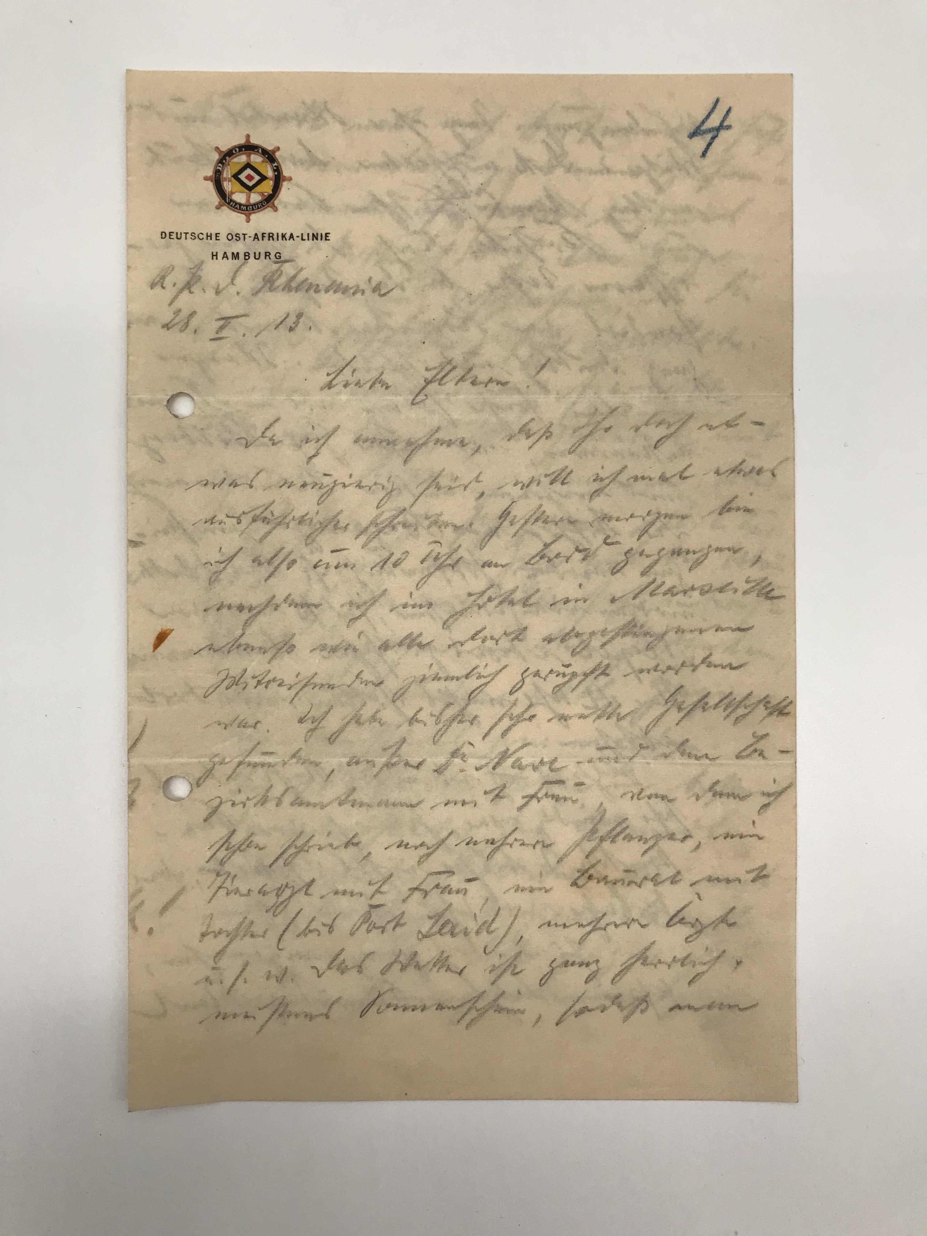 Brief von der "Rhenania" (Museum der Stadt Lünen CC BY-NC-SA)