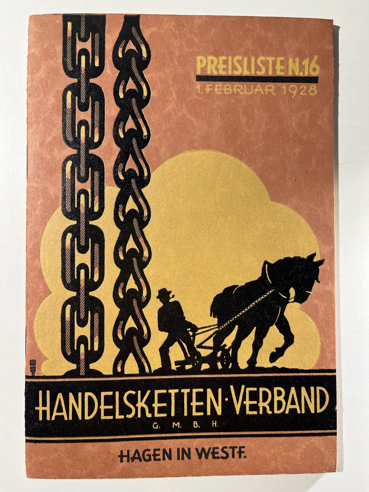 Preisliste N. 16 vom 1. Februar 1928 des Handelsketten-Verbands (Westfälisches Kettenschmiedemuseum Fröndenberg/Ruhr CC BY-NC-SA)