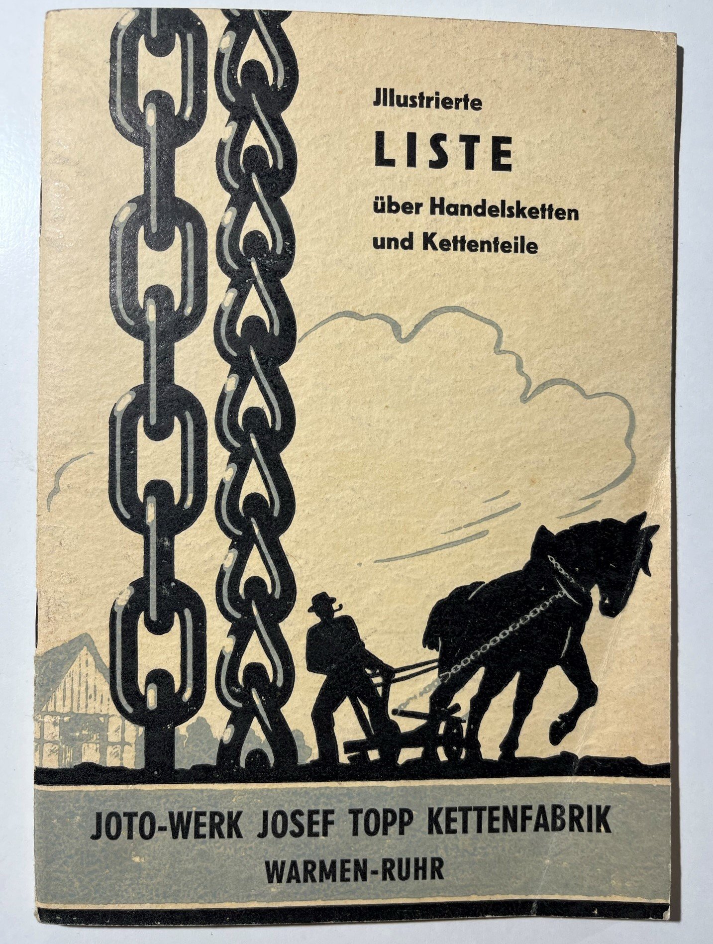 Illustrierte Liste über Handelsketten und Kettenteile des JOTO Werks Josef Topp Kettenfabrik (Westfälisches Kettenschmiedemuseum Fröndenberg/Ruhr CC BY-NC-SA)