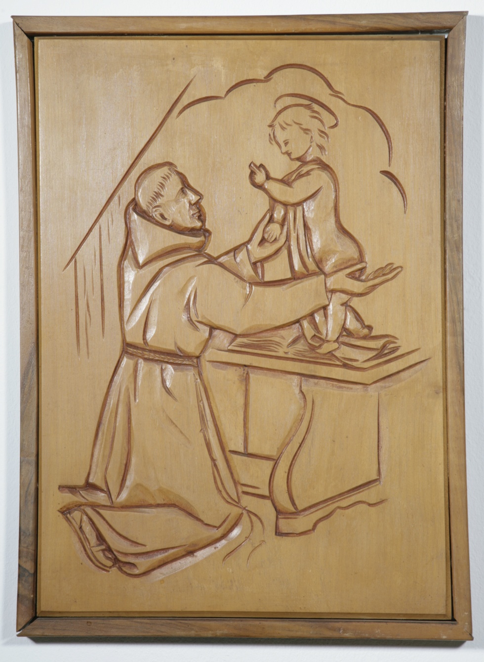 Gerahmtes Schnitzrelief des Heiligen Antonius (Kannenbrock, Lisa CC BY-NC-SA)