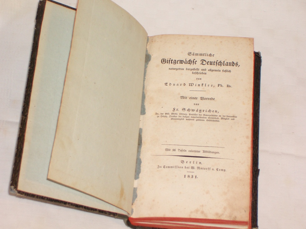 Lehrbuch &quot;Sämmtliche Giftgewächse Deutschlands&quot; (Heimatmuseum der Stadt Marsberg CC BY-NC-SA)